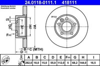 2X ATE 24.0118-0111.1 Bremsscheibe FüR VW