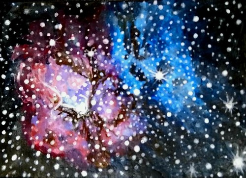 ACEO Galaxy's, Nebula, and Stars The Trifid Nebula Orig Acrylic Painting