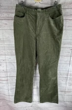 FDJ French Dressing Women's Corduroy Stretch Pants Sz 14 Green 90’s Y2K Fall