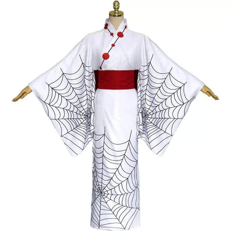 Cheap 4pcs Anime Demon Slayer Kimetsu no Yaiba Spider Oni Ayaki Rui Cosplay  Costume Men's Kimono Full set Halloween Party Outfit