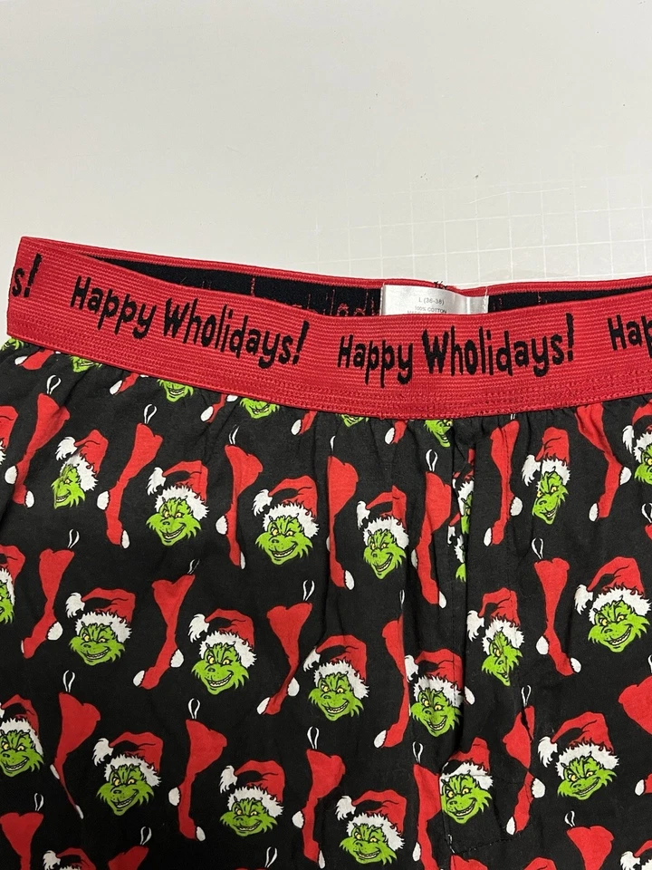 Dr Suess Grinch Estola Navidad Tejido Dormir Pantalones Cortos Vacaciones Boxers Whoville Hombres L Foto 4 de 4