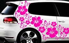 108-teiliges Auto Aufkleber Hibiskus Blumen Schmetterlinge HAWAII WANDTATTOO qxx