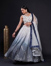 New Latest White Georgette Lehenga Choli With Net Dupatta For Wedding Wear