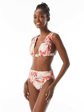 CARMEN MARC VALVO 300889 RUCHED BIKINI TOP - TIGER LILY size S