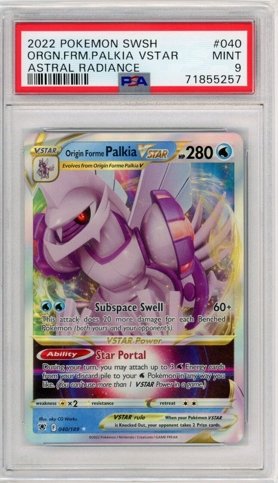 NEW Pokemon V-ASTRO 280 PALKIA ORIGIN FORME 60+ Star Portal GOLDEN METAL  023/067