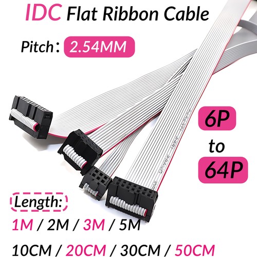 IDC 6-64 Pin Flat Ribbon Cable Female Connector Length 10CM - 5M Pitch ...
