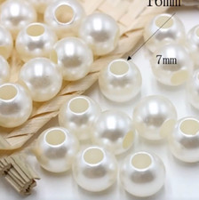 200x Ivory Acrylic European Beads Rondelle Large Hole Charms Pearl Finish 6 16mm