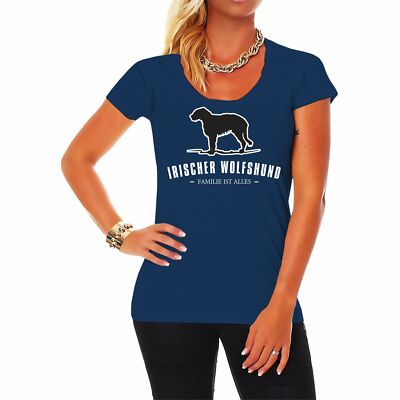 Damen T-Shirt Irischer Wolfshund Familie ist alles Größe XS - 5XL Hunde Motive 