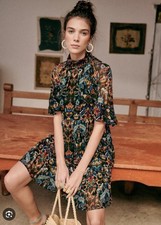 Sézane Ninon Dress in Ikat Multicolor Print, Size 40 EU, NWT