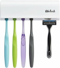 Dustproof Toothbrush Holder with Cover, Wall Mounted 5 Slots 4 Brushes 
