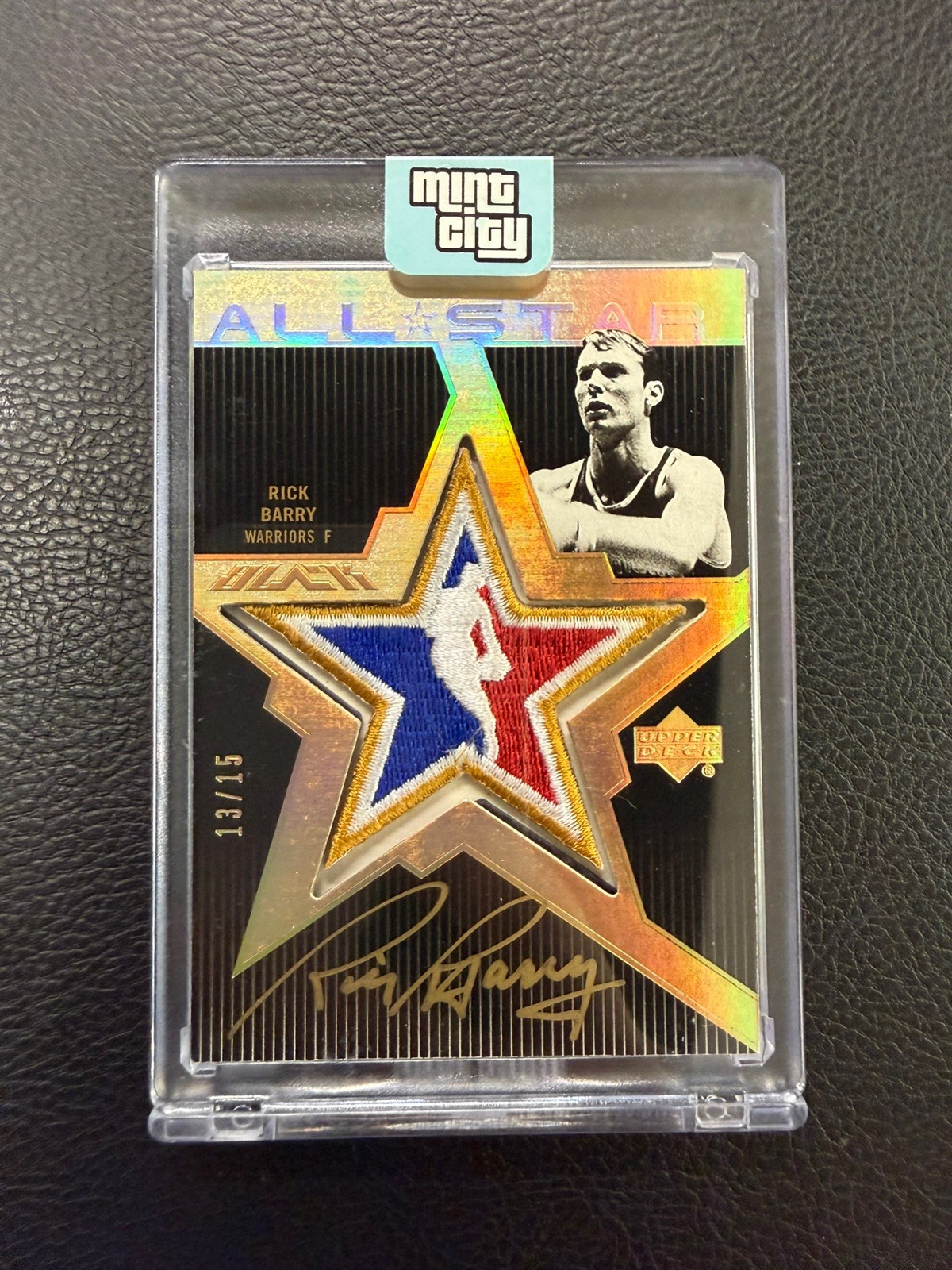 2008 Upper Deck Black All Star Auto Logoman Patch Rick Barry 13/15 #ASAU-RB Gold