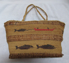 VERY NICE OLD AND LARGE MAKAH BASKET WITH HANDLES--NR!