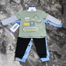 Boys Size 12M Koala Kids 4-Piece Pants Set blue/ green Black Long Sleeve Shirts