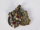 Antique Catholic Ruby Lily Flower 2 Slide Sterling Silver Medal Charm Pendant — photo 6
