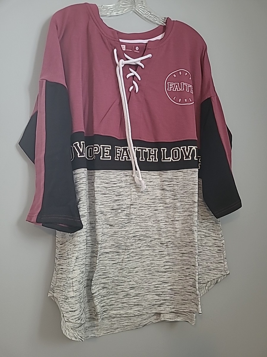 WOMEN'S PULLOVER XERSION LIGHT BURGUNDY HOPE LOGO SZ 2X PLUS CRISS CROSS STRING