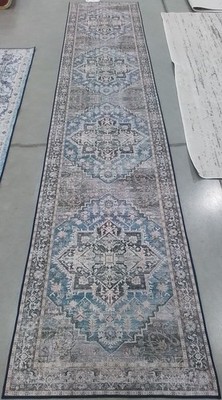 BLUE / CHARCOAL 2'-6'' x 12'-0'' Flaw in Rug, Reduced Price 1172790653 TSN137M-212