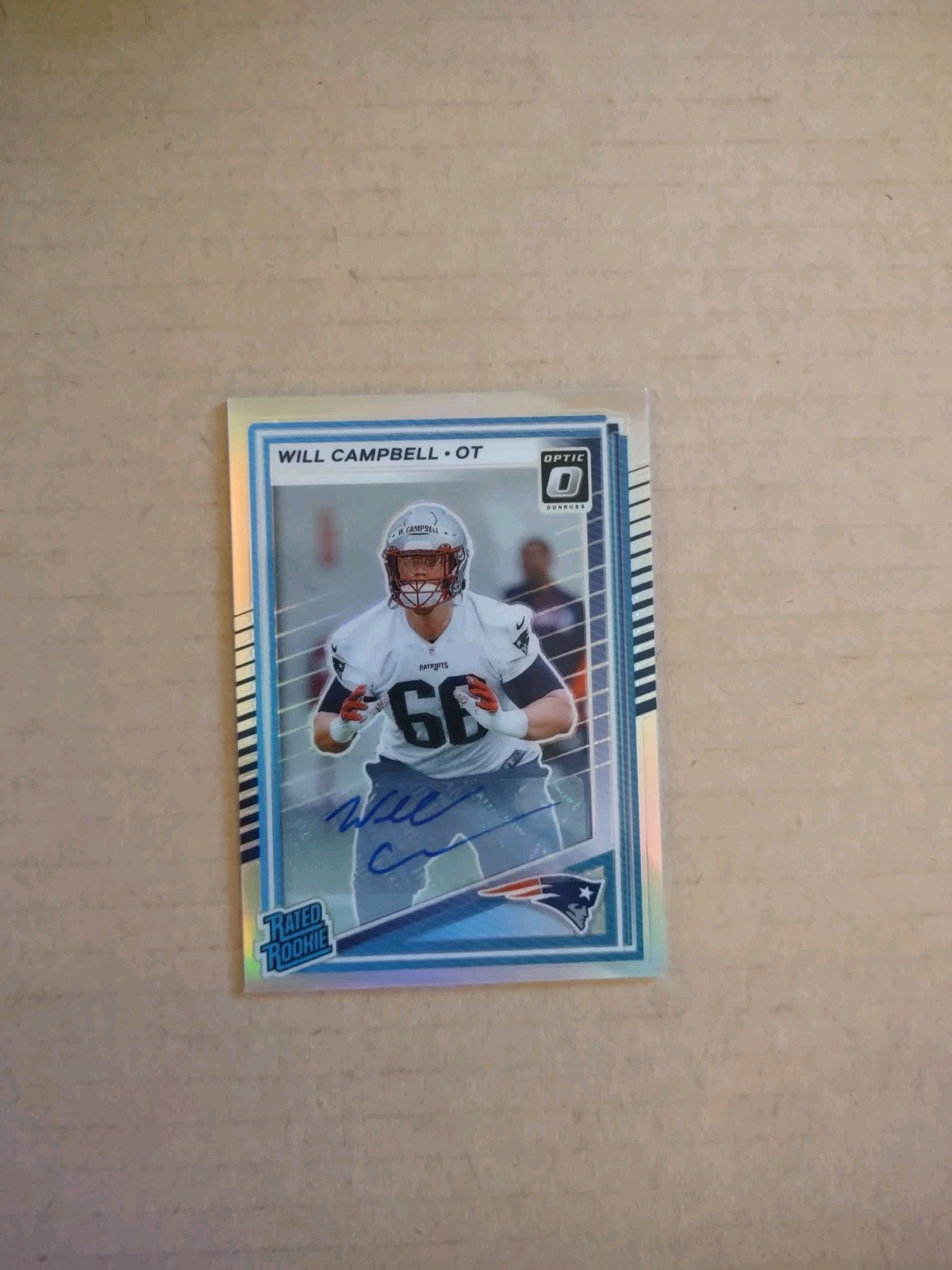2025 WILL CAMPBELL Donruss Optic Preview Rated Rookie Holo Auto #345 Patriots RC