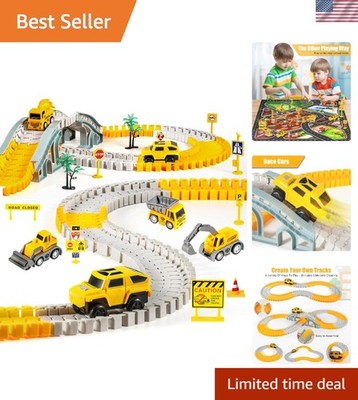 Imaginative 260 PCS Construction Race Tracks with 6 Vehicles for Young Builders