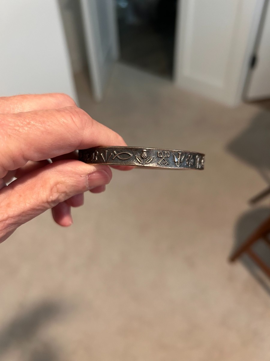 Retired James Avery Sterling Silver Christian Symbol Bangle Bracelet View 2