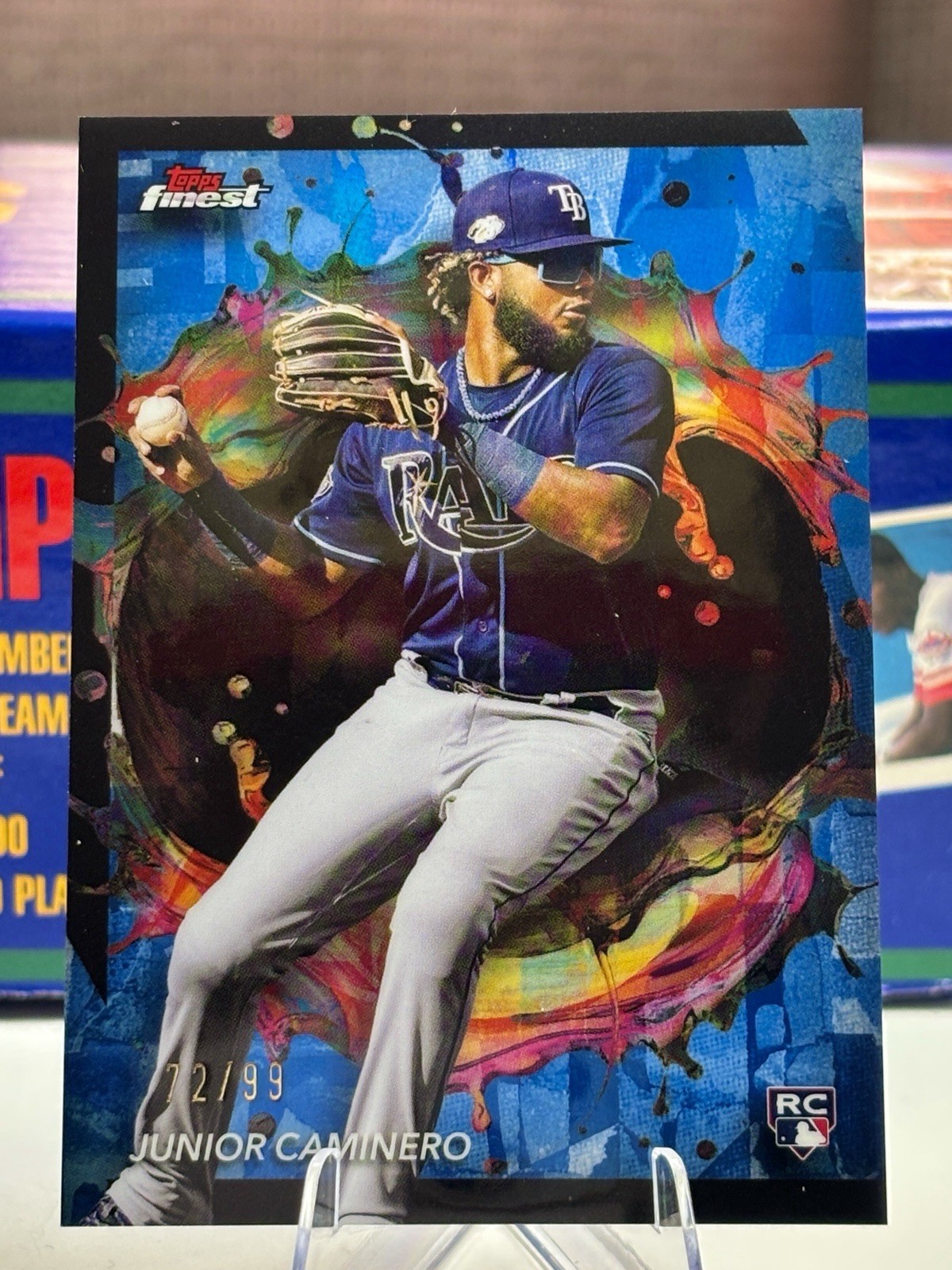 2024 Topps Finest - Rare Junior Caminero #203 Blue Refractor /99 (RC)