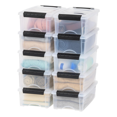 Iris Ohyama Iris Usa 6 Qt Stackable Plastic Storage Bins Lids 10 Pack -