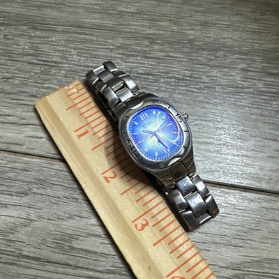Fossil Am-3526 Ladies Womens Wrist Watch Blue Face Stainless  display picture 2