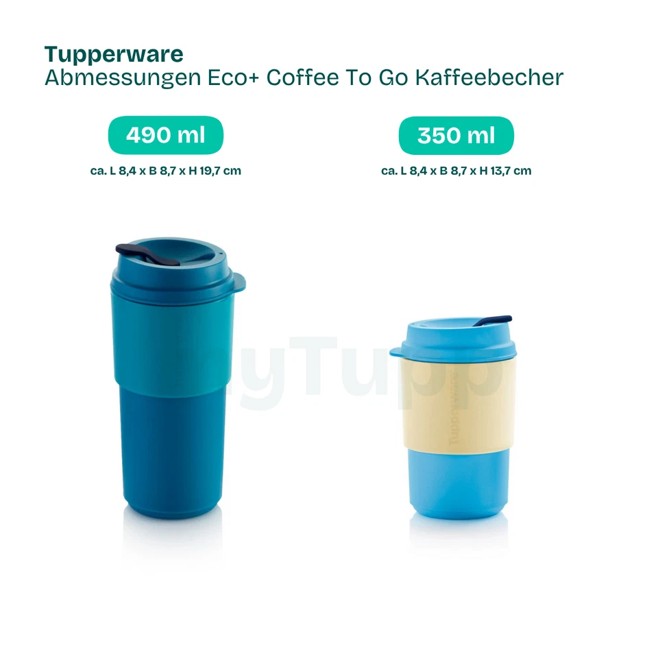 Tupperware Eco+ Kaffeebecher Einzel 350 ml 490 ml Coffee To Go T101 Viele Farben - Bild 2 von 4