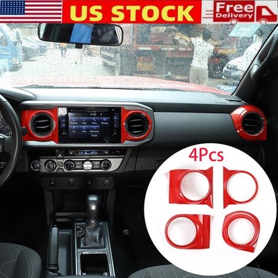 ABS Red Dashboard Central Control Air Outlet Ring Cover For Toyota Tacoma 16-20