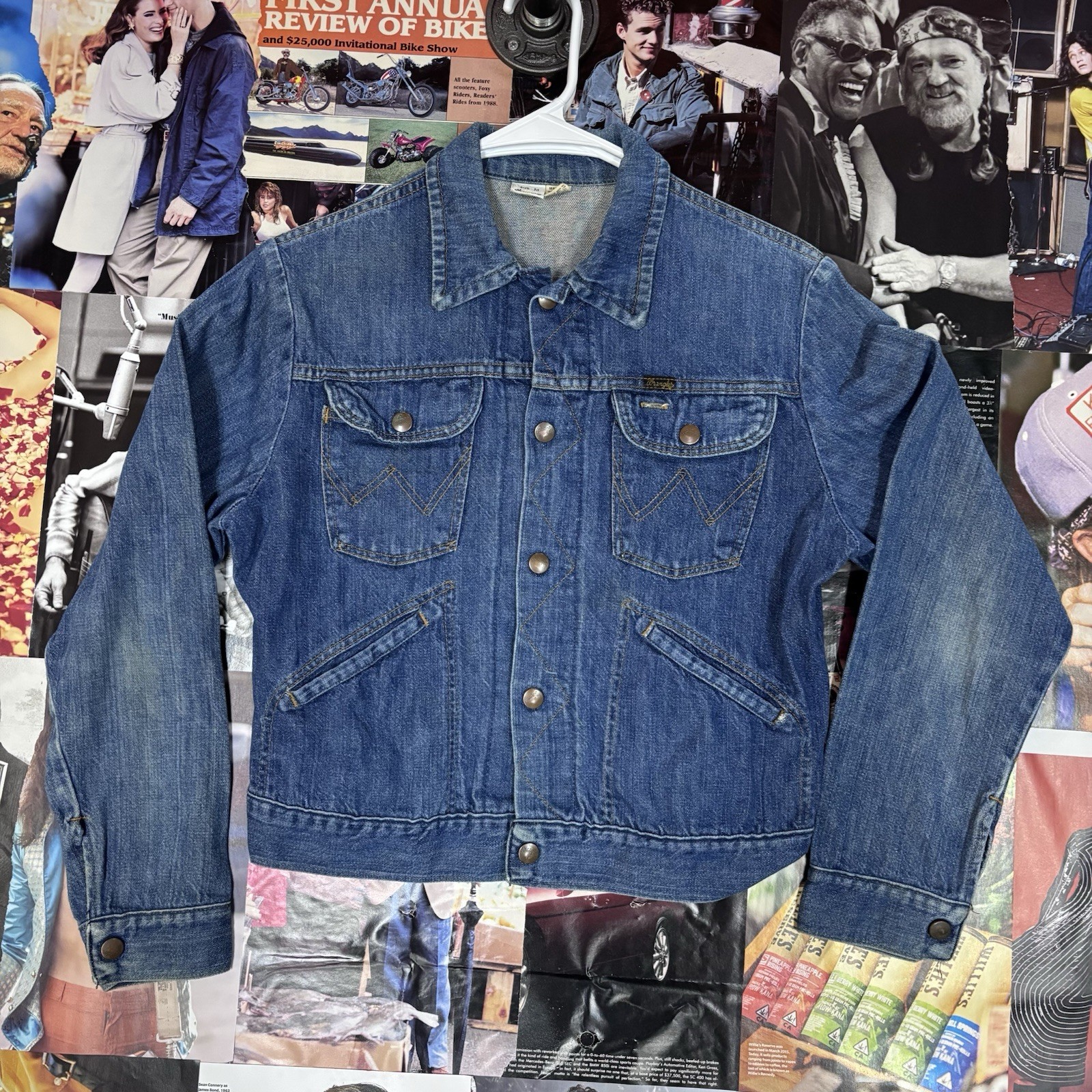 Vintage Wrangler Boy's Girl's Blue Denim Trucker Jacket, Siz