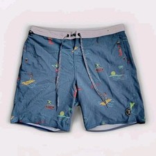 Roark Revival Chiller Tourister Men's Navy Stretch Size 32 Board Shorts