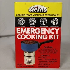 Vintage Sterno Emergency Cooking Stove Kit Compact Heat Hurricane Prep Supplies