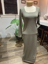 Arden B Tube Maxi Bodycon Solid Moss Green Dress M Long Sleeve Festival Boho