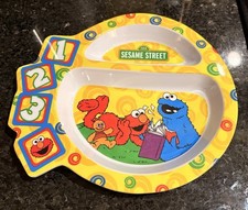 The First Years Sesame Street Divided Plate 2007 123 Plate Elmo Cookie Monster