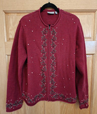 Croft  Barrow Zip up Cardigan Holiday Christmas Sweater Size XL