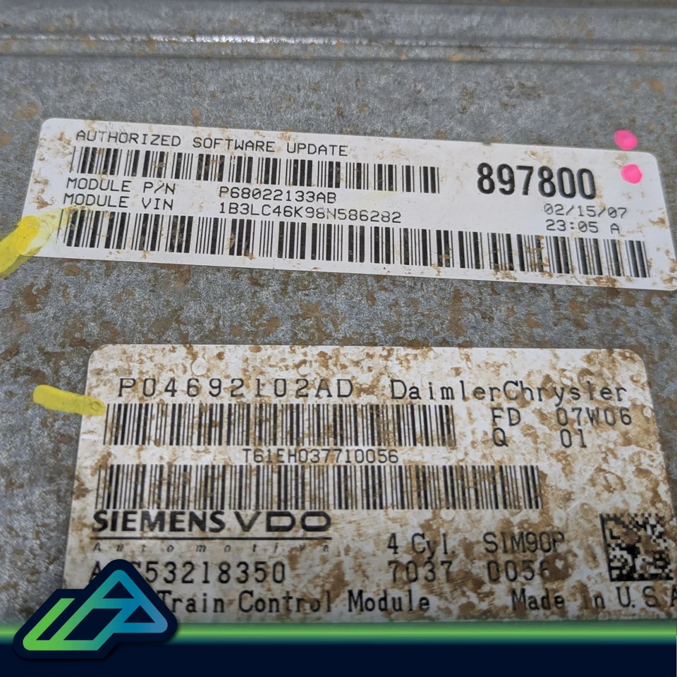 2007 Chrysler Sebring Dodge Avenger 2.4L ECU Engine Control Module 68022133AB - Image 3 of 4