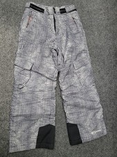 Columbia Snow Pants Youth 10/12 Gray White Striped Waterproof Outgrown Kids Ski