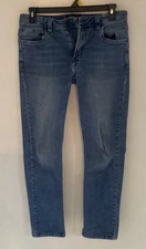Kenneth Cole Jeans Men, 32x30, Blue, Distresed w/Tears/Holes, 5 Pocket, Zipper