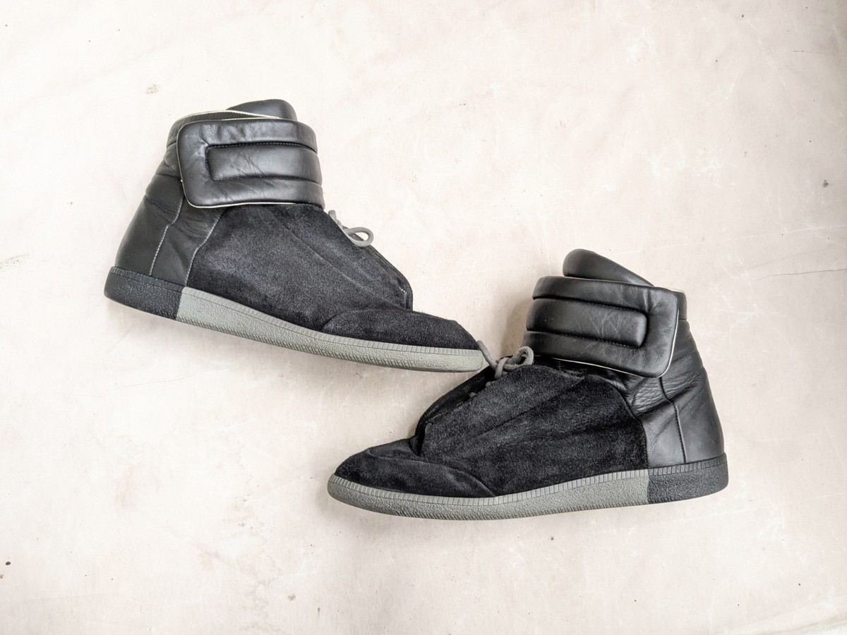 Maison Margiela Future Black Gray Suede Men 12 45 Leather High Top