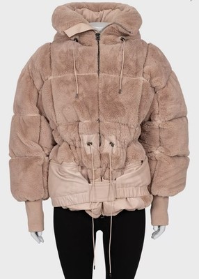 5k Stunning Authentic Tom Ford Pink Beige Faux Fur Puffer Bomber Jacket Size M