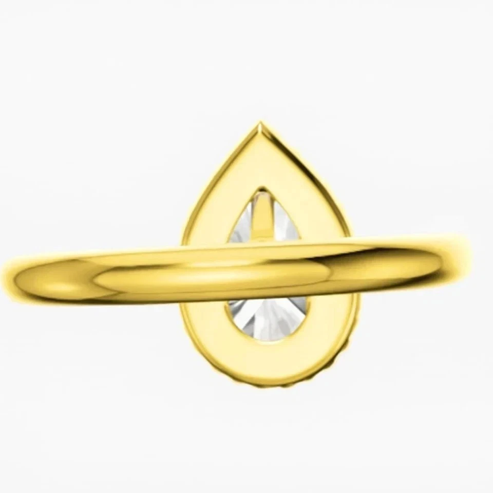 Anillo de compromiso de diamantes VVS1 talla pera de 3,50 quilates creado en laboratorio de oro amarillo de 14 quilates FN Foto 2 de 4