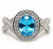 3CT Blue Topaz  Topaz 925 Solid Sterling Silver Ring Jewelry Sz 8