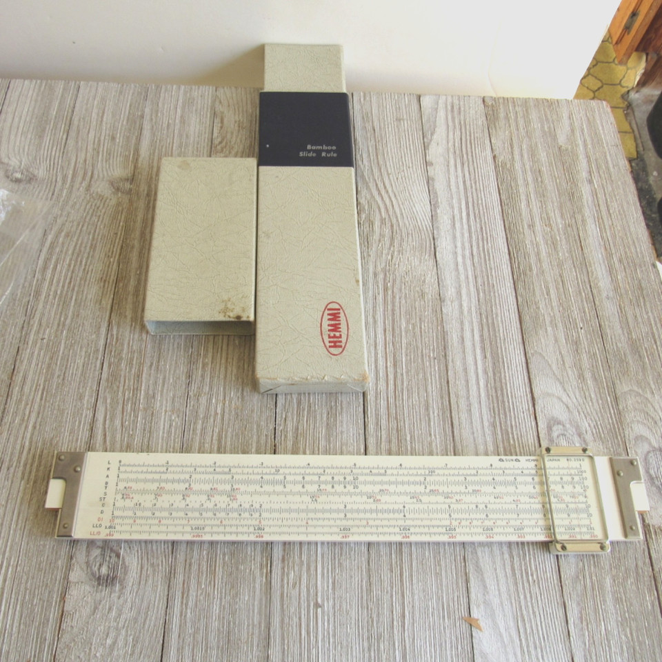 Vintage Hemmi Slide Rule # 259D Japan Original Box Bamboo 