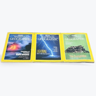 Vintage National Geographic Magazine Lot, 1992 1993 1994, Volcanoes Lightning