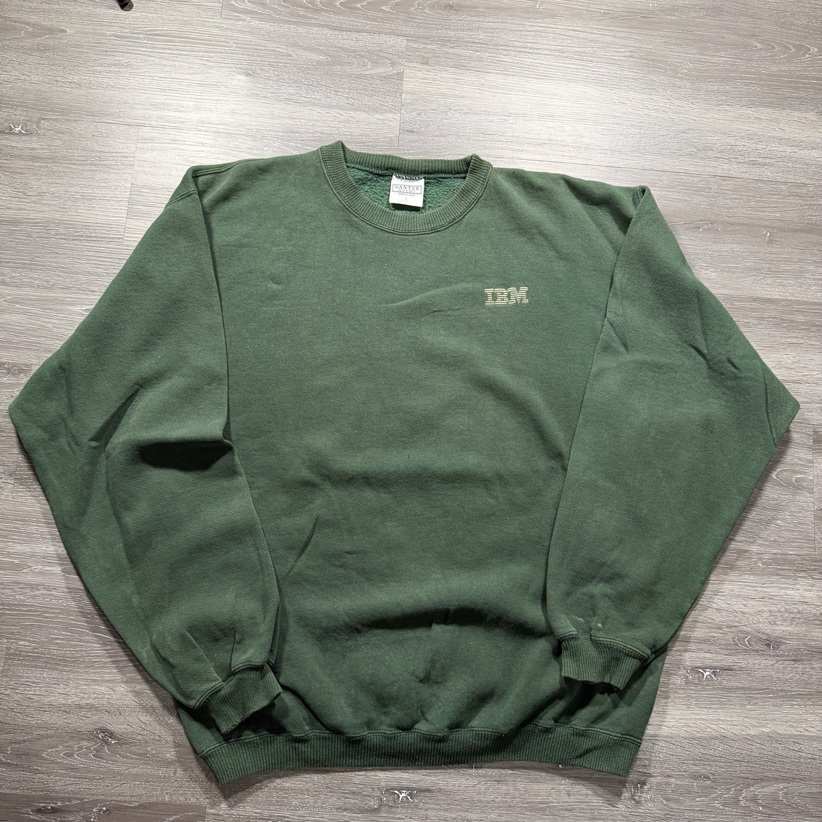 Vtg Green IBM Tech Sweater Men’s L Made In USA