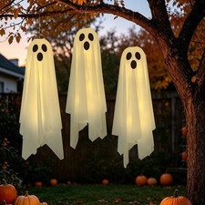 Halloween Outdoor Decor, 3 Pack Light up Halloween Hanging Ghosts