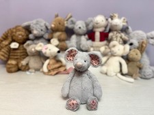 Jellycat Rare Retired Small Grey Bashful Blossom Mouse, VGC, Genuine