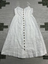 Madewell A Line Midi Dress Womens 2 White Linen Cotton Cami Button Front Casual