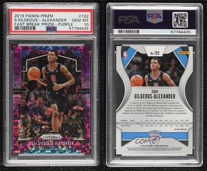 2019-20 Panini Prizm Fast Break Purple /75 Shai Gilgeous-Alexander PSA 10 GEM MT