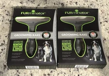 2-FURminator Daily Grooming Rake w/Rotating Teeth Dogs & Cats w/Thick Fur