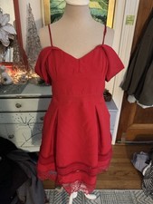 Francesca's Red Sweetheart Dress L Fit and Flare Spaghetti Strap Lace VGUC Party